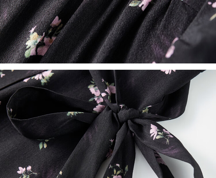 Shangdu Bila V-Neck Short Sleeve Printed Dress Women Summer Waist Slimming Tea Break Floral Elegant Commuter Mid-Length Dress 24