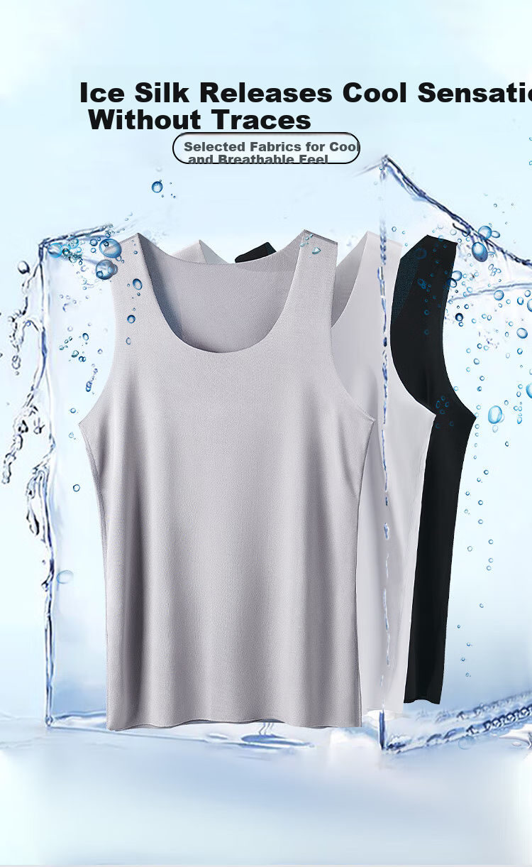 LangSha Children's Tank Top for Boys And Teenagers, Summer Lightweight Seamless Ice Silk Cool Vest, High School Student Undershirt Base Layer 1