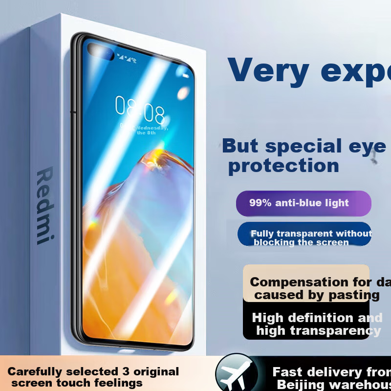 Baozou [3-Pack - Replacement Guarantee] Tempered Glass Screen Protector for Huawei P40, Anti-Blue Light Shatterproof HD Full Screen Glass Protective Film for Huawei P40 Smartphone