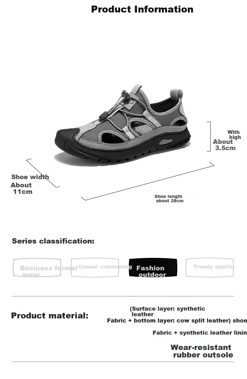 HLA Men's Shoes, Summer Breathable Casual Shoes, Men's Outdoor Shoes, Versatile Sandals, K030 Gray, Size 42 2