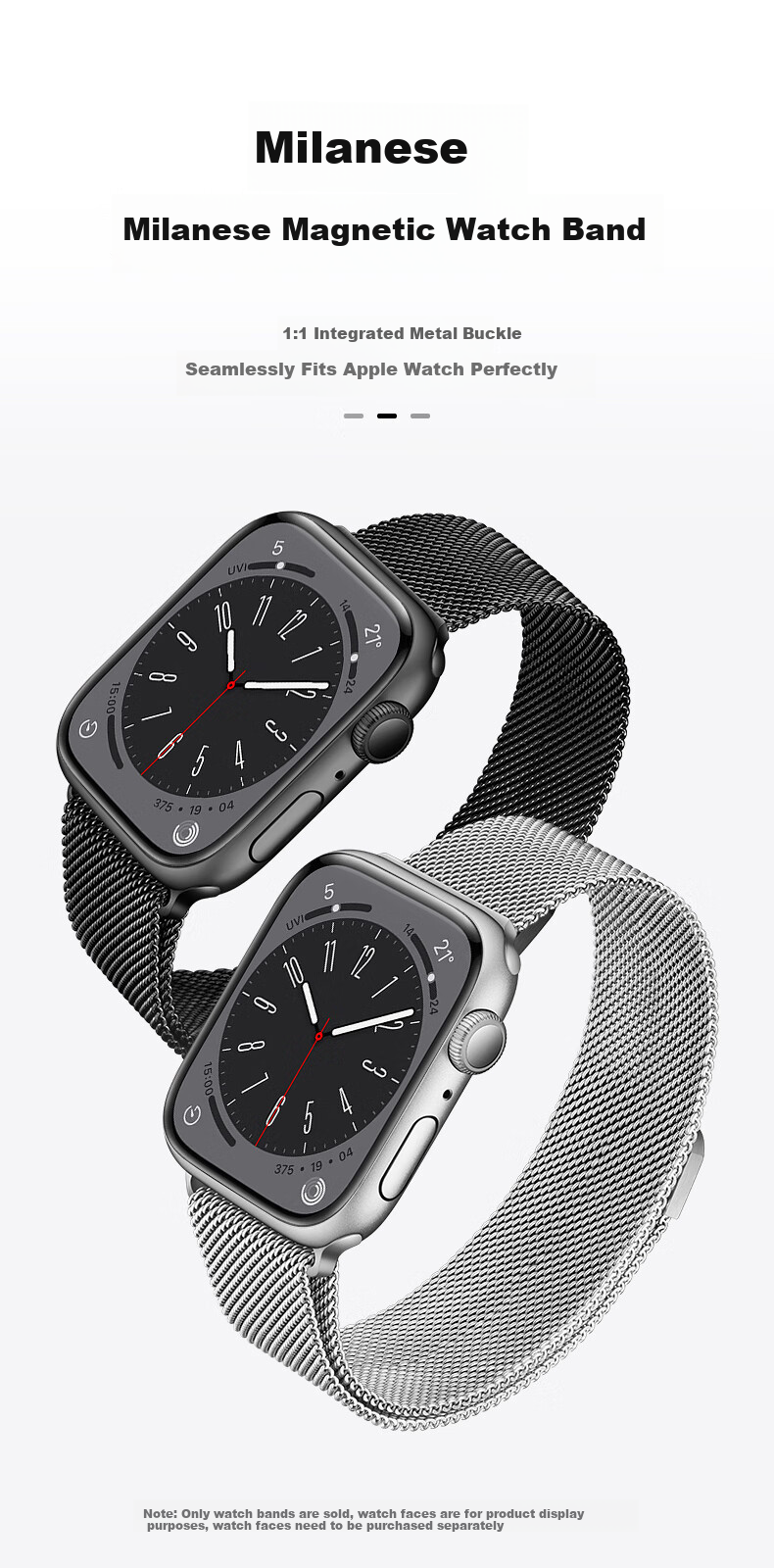 M&Q Suitable for Apple Watch Band, Compatible with Apple IWatch Milanese Loop S8/7/6/SE/5/Ultra 1