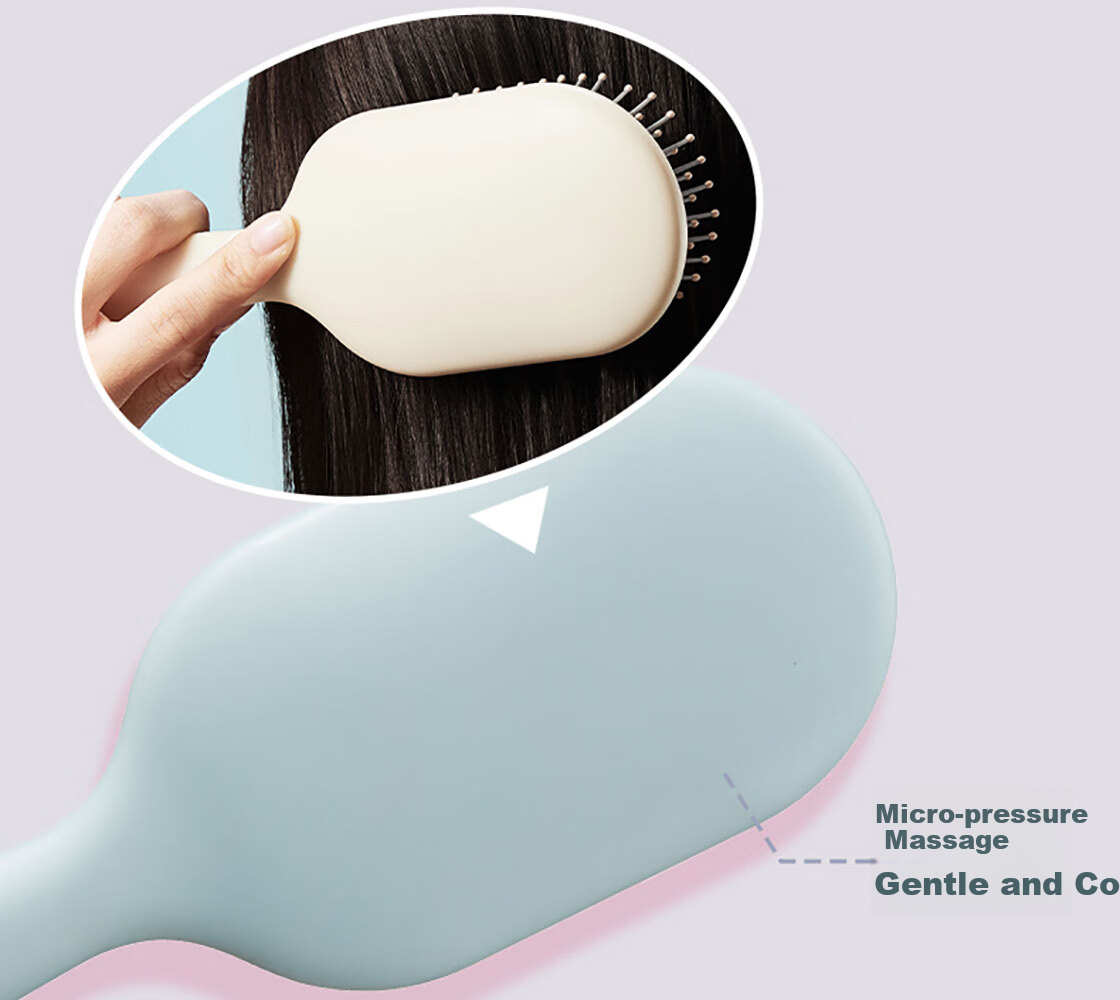 MINISO Comb, Upright Long Handle Airbag Comb, Massage Comb, Styling Comb, Hair Brush, Birthday Gift, Matcha Green + Cleaning Brush 8