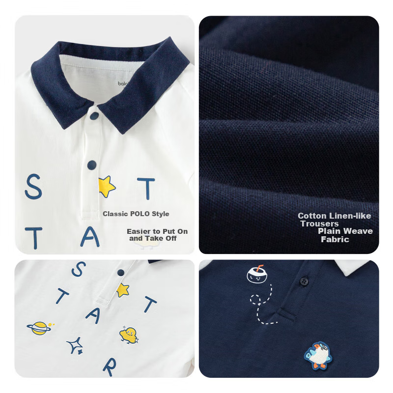 BALABALA Boys' Short-Sleeve Clothing Set, 2026 New Summer Style, Baby Polo Shirt Two-Piece Set, Children's T-Shirt And Pants, Cute