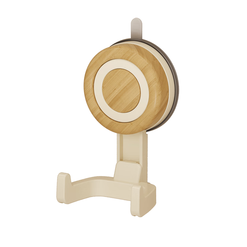 Zhongbaotang Suction Cup Double Hook No-Drill Wall Hook Bathroom Kitchen High-Grade Wood Grain Suction Cup Double Hook 1 Piece