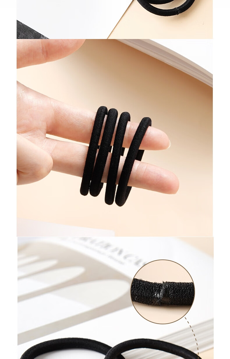 Jiaoxuefei, 10 Pack High-Elasticity Black Bead Hair Ties, Durable Simple Hair Bands, Rubber Bands for Ponytails And Updos 1