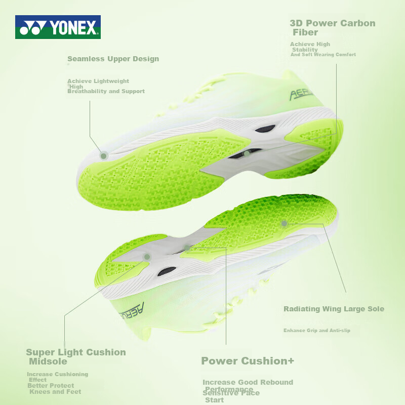 YONEX Badminton Shoes for Men And Women, Ultra-Light 5th Generation Breathable Shock-Absorbing Professional SHBAZ2WEX Gray And Yellow Size 42