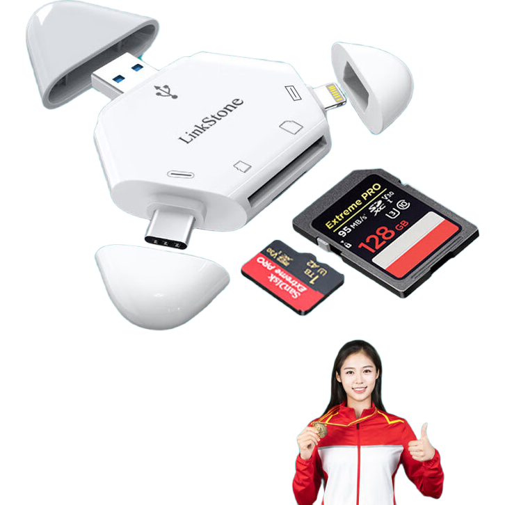 LinkStone USB3.0 Card Reader OTG, Compatible with Apple Lightning/Type-C/USB Interface, SD/TF Cards, Suitable for Android Tablets, Smartphones, Cameras, Surveillance, And Drones