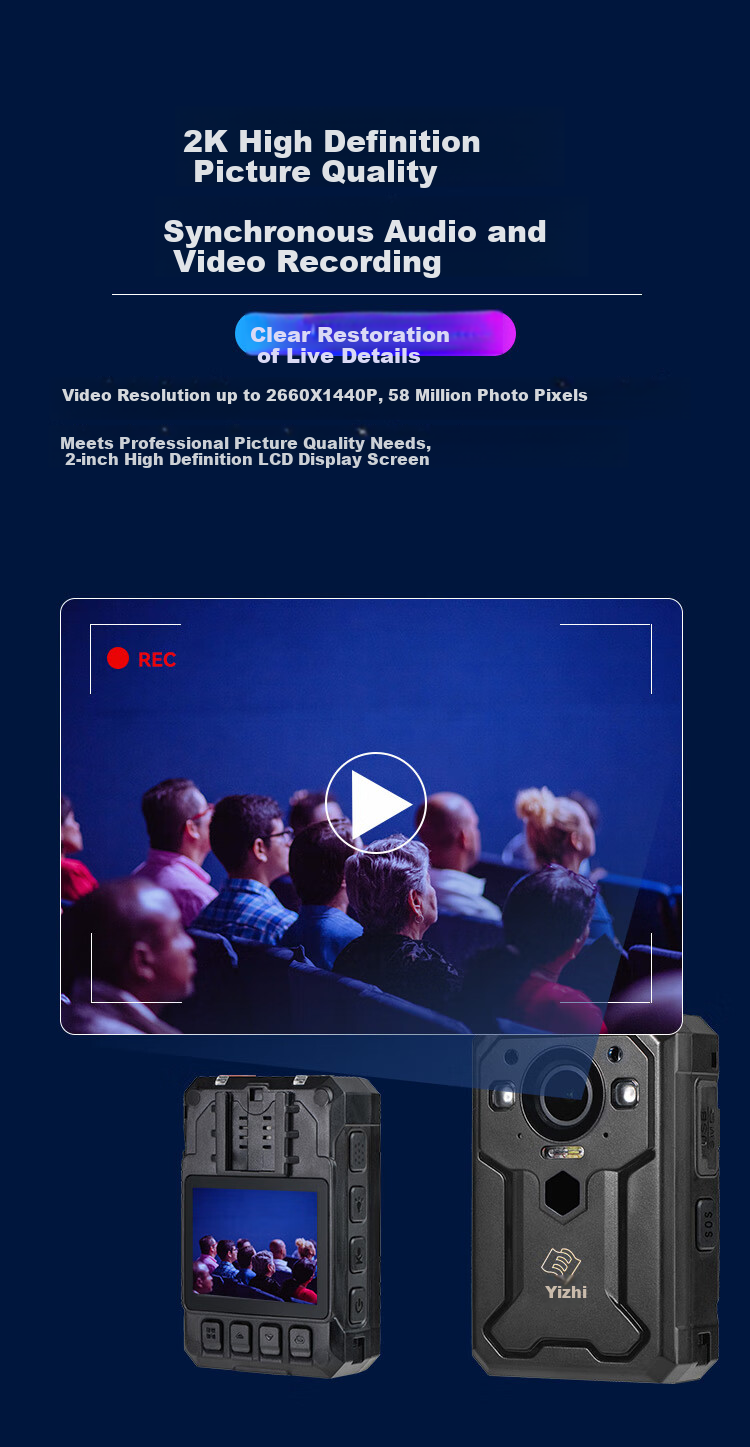 Yizhi 4G Law Enforcement Body Camera, Real-Time Remote Monitoring, Interconnected, Beidou Positioning, Intercom, HD Video Recording F8 64GB 18