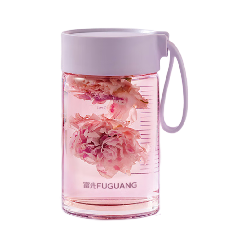 Fuguang Glass Cup, High Borosilicate Glass Water Bottle, Portable for Women, Milk And Coffee Mug with Scale, Stylish Tea Cup, 330ml