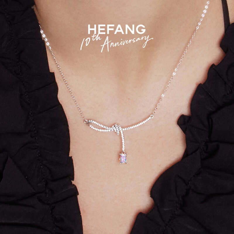 Колье HEFANG Aurora Ribbon Knot, женское, из серебра 925 пробы с кубическим цирконием, роскошный подарок на День святого Валентина