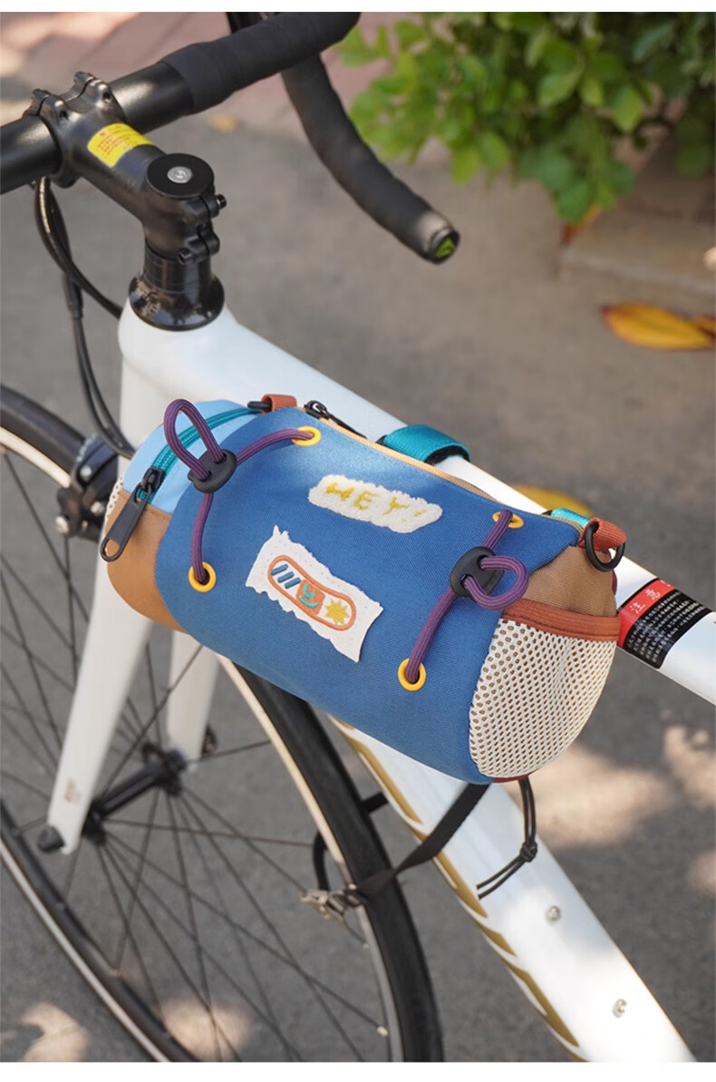 40,000km Bicycle Handlebar Bag Road Mountain Bike Front Storage Bag Outdoor Crossbody Universal Blue 3
