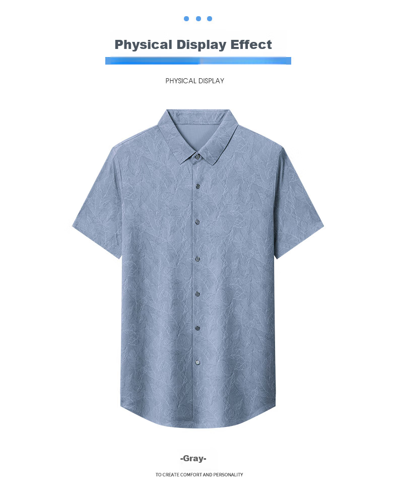 Baocaiyang Dad's Summer Ice Silk Short-Sleeve Shirt, Casual Printed Shirt for Middle-Aged And Elderly Men, Father's Day Gift Top 12