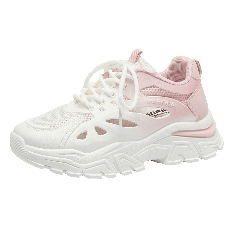 Warrior Official Women's Shoes 2026 Summer Breathable Mesh Lightweight Sneakers Hollow Out Sandals White Pink Size 36