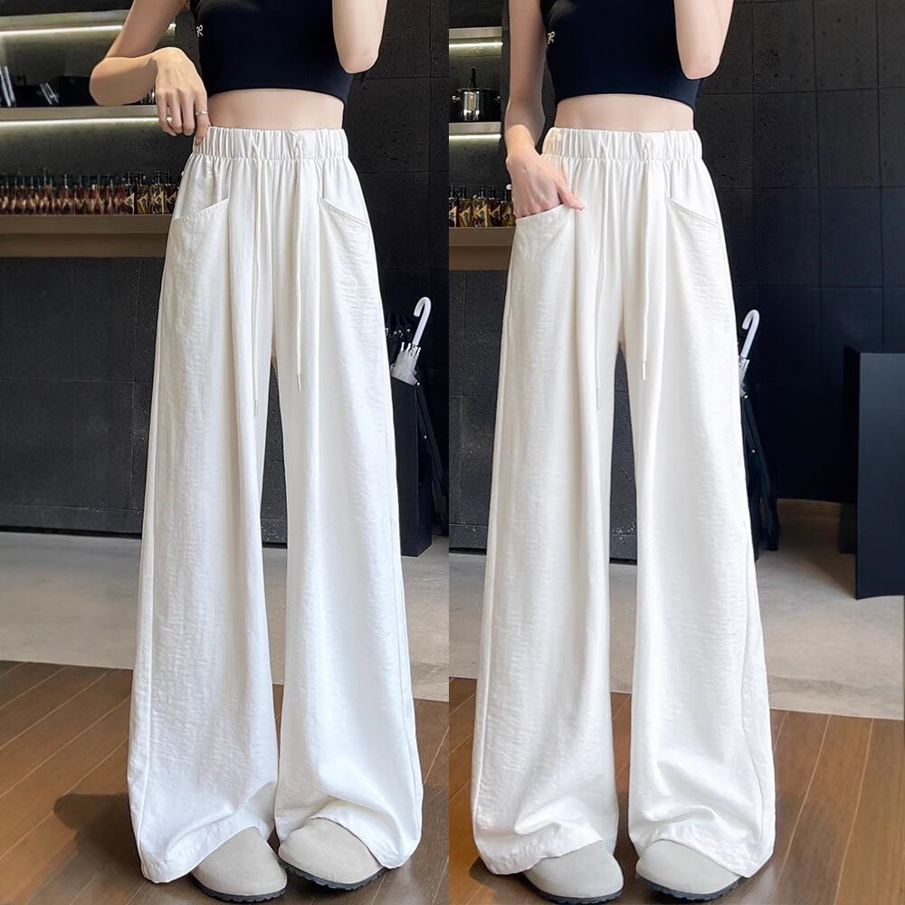 Женские брюки LangSha Wide-Leg Pants, модель 2025 года, с высокой талией, драпирующиеся, свободные, тонкие, повседневные брюки в стиле Ямамото