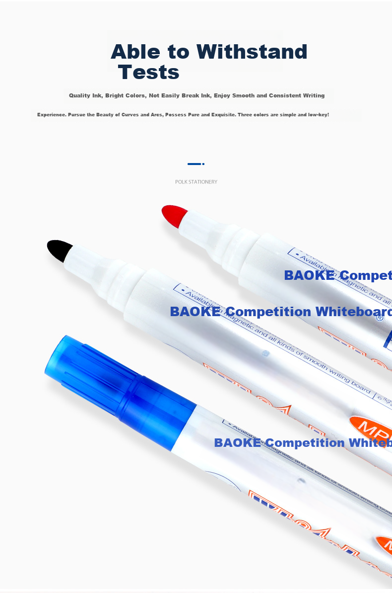 BAOKE MP320 Office Meeting Teaching Whiteboard Marker, Erasable And Easy to Erase, Red, 10 Pieces/box 2