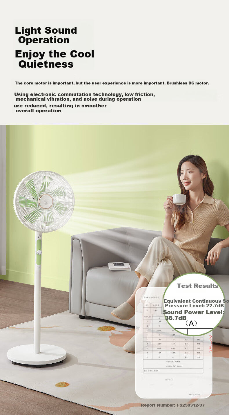 DIAMOND Electric Fan [Grade A Energy Efficiency + DC Inverter + Pure Copper Motor] Home Floor Fan with Voice Control, Remote Control, Oscillating Blade, Energy-Saving, Quiet Operation for Bedroom And Living Room DFS-ZGR07 6