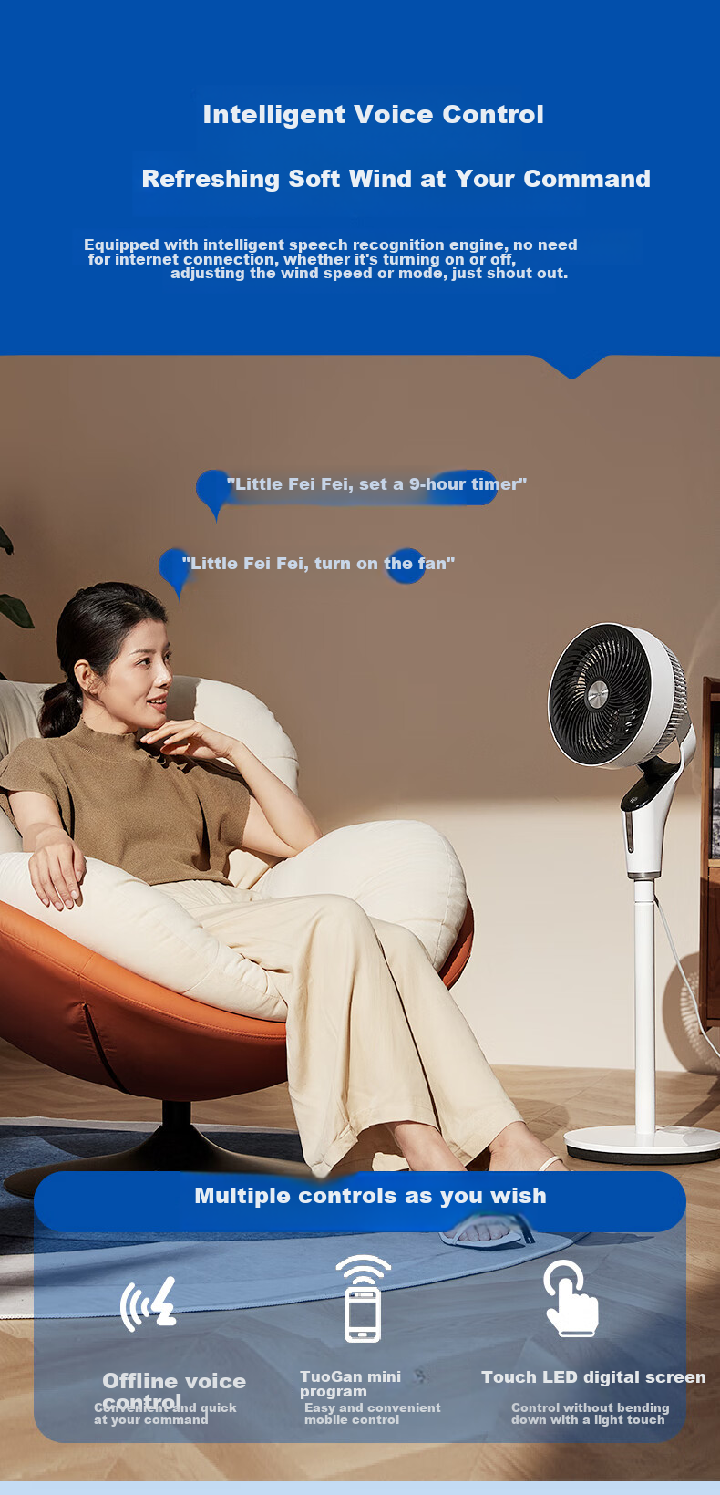 PHILIPS AC Motor Fan Air Circulator with 3D Oscillation, Floor Fan for Home Use, Gentle Wind Quiet Purifying Fan ACR2441CFD 8