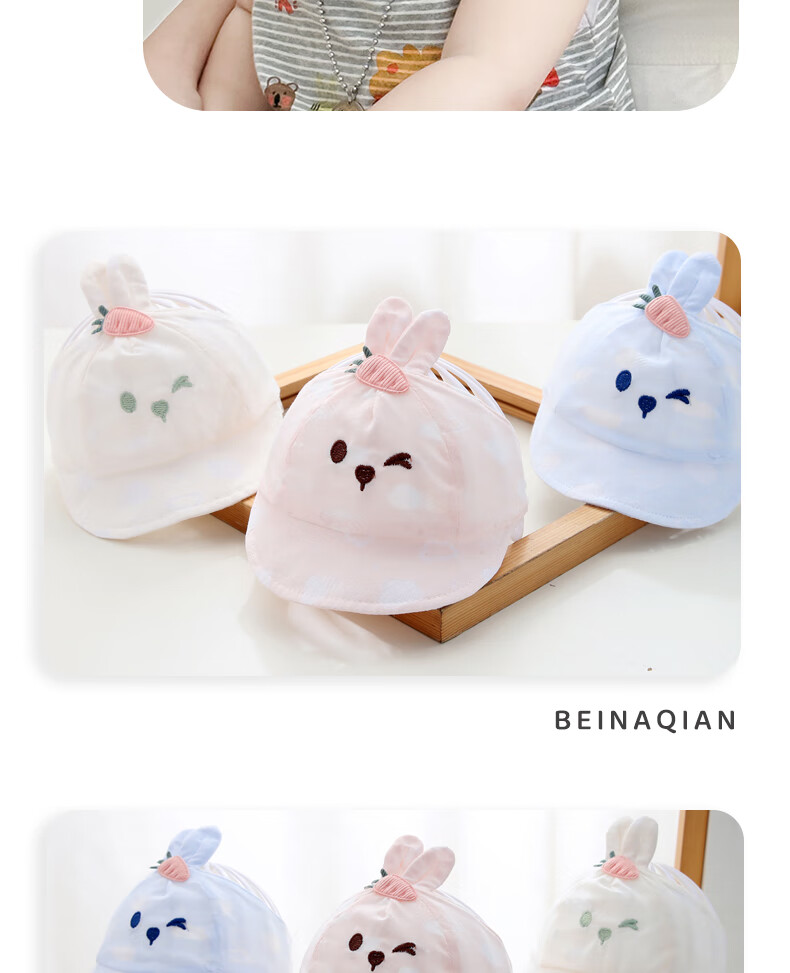 Benaxi Baby Summer Thin Hat Breathable Infant Boys Girls Soft Cotton Cap Newborn Fontanelle Protection Hat Open Top 20