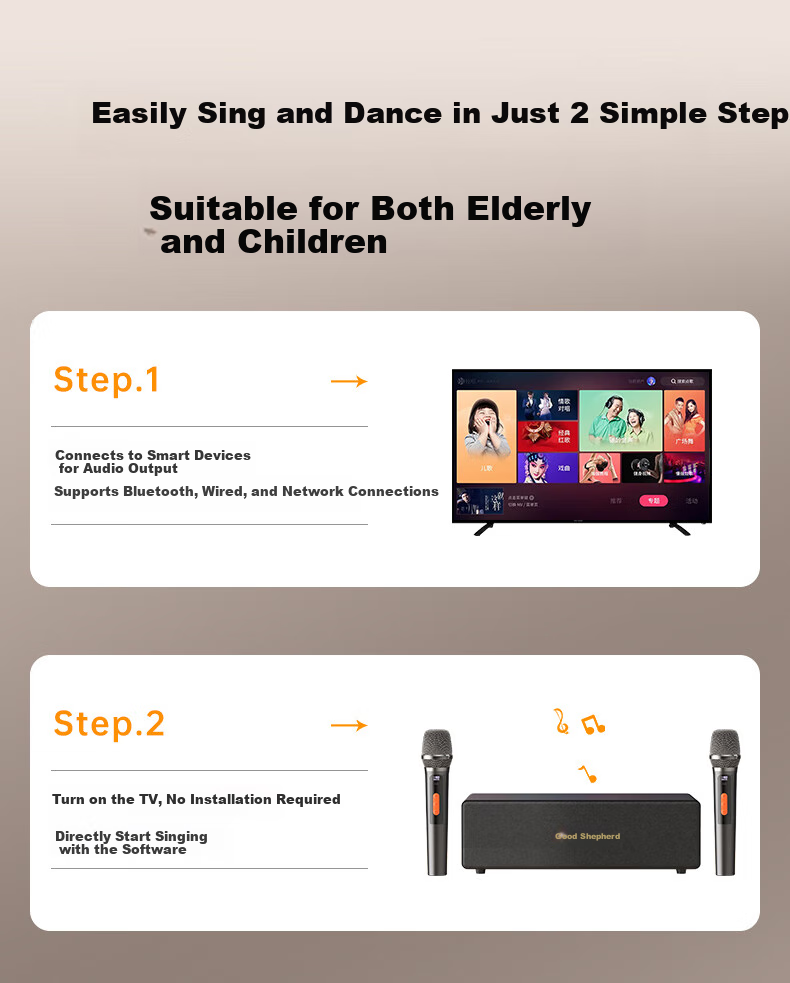 Haomuren Karaoke Sound System, Home KTV Sound Package, All-In Karaoke Machine for Singing at Home, Karaoke TV, Microphone, Karaoke Machine with Song Selection Function, Wireless Microphone, Bluetooth Speaker, Amplifier 4