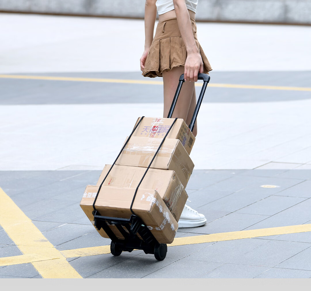 Deli Folding Hand Cart Trolley Flatbed Cart Shopping Cart Outdoor Transport Cart Load Capacity 70 Jin 5
