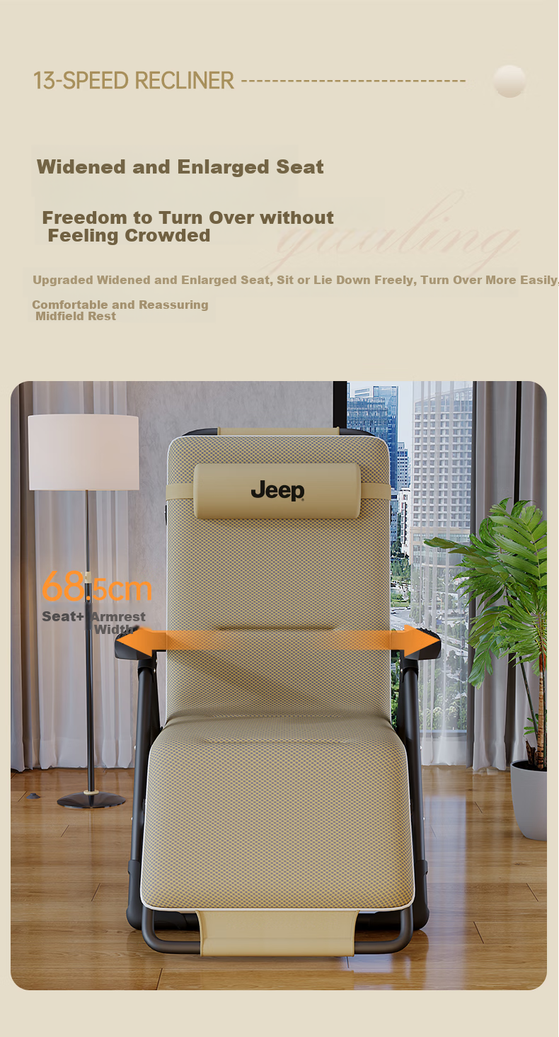 JEEP Folding Bed, Lounge Chair, Office Nap Bed, Single Bed, Nap Chair, Accompanying Bed, Folding Chair, Camp Bed, 13 Adjustable Levels 3