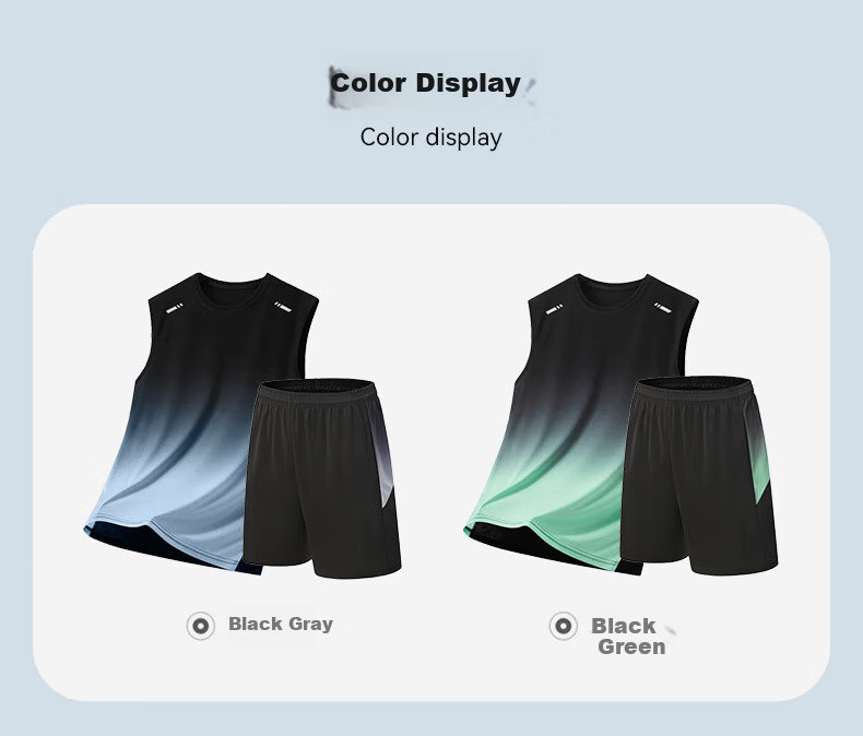 VICTORIATOURIST Men's Sports Set, Indoor Fitness Wear, Sports Tank Top, Ice Silk Quick-Dry Shirt, Running Basketball Training T-Shirt Equipment 6