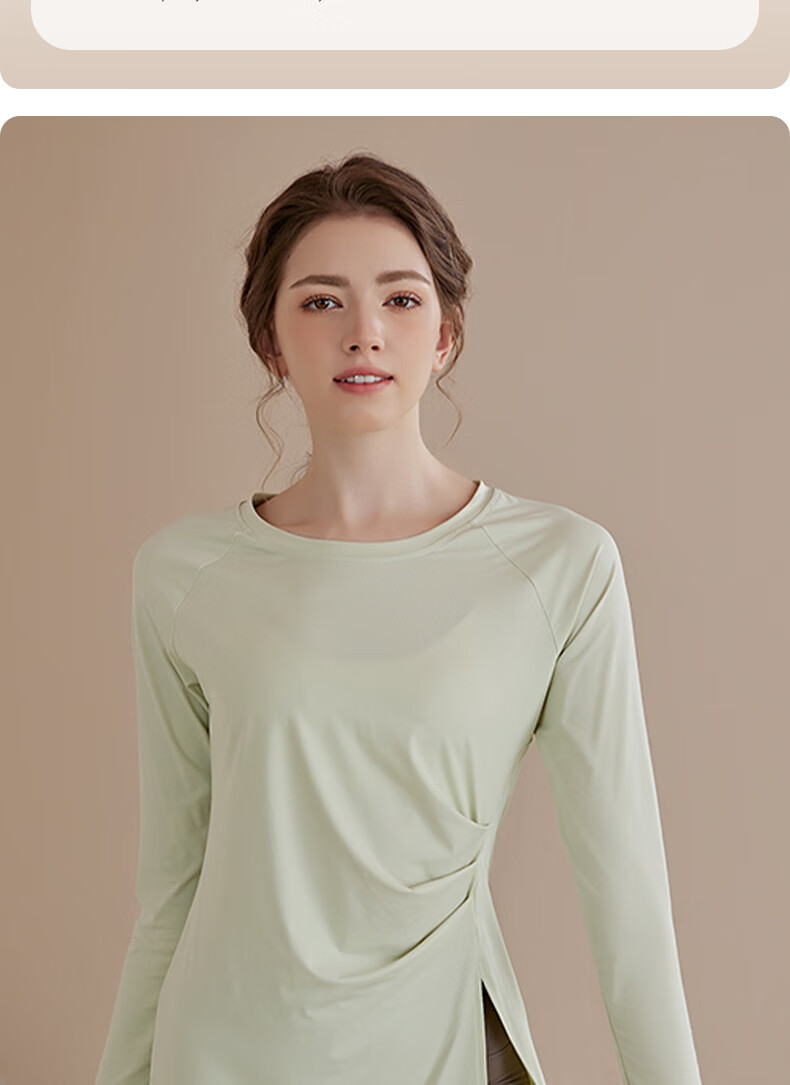 XUEXIMAN Women's Quick-Dry Long Sleeve Yoga Top Mid-Length Slim Fit Breathable Pilates Fitness Shirt 11