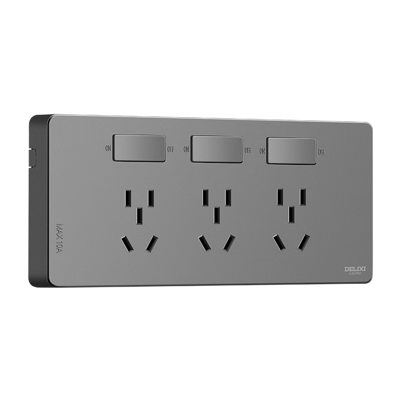 DELIXI 86-Type Expansion Socket Surface-Mounted Kitchen High-Power Socket Starry Gray Multifunctional Multi-Port Wireless Track Socket