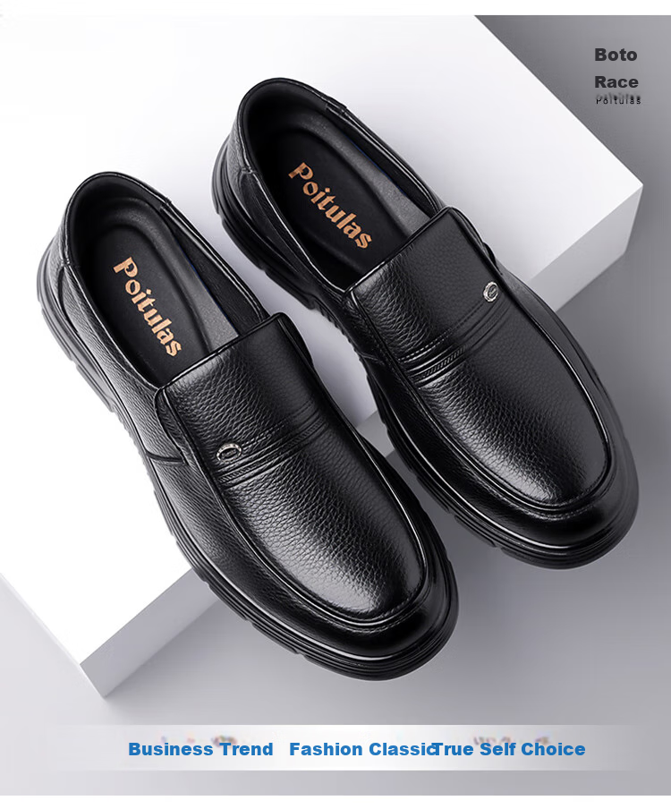 Poitulas Men's Slip-On Business Casual Shoes, Fashionable Lightweight Soft-Soled Loafers, Style 8815, Black, Size 39 2