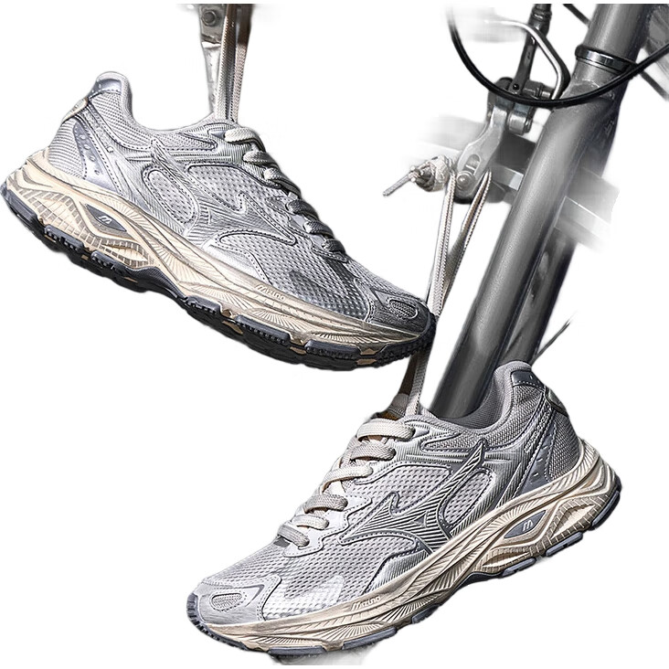 Мужские и женские спортивные кроссовки Mizuno RACER S 18, для бега, амортизирующие, дышащие, размер 42, серебристый