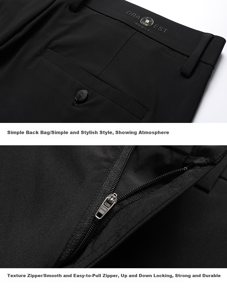 Dibinze Large Size Ice Silk High-Elastic Dress Pants for Men, Plus Size Loose Fit for Chubby Men, Thin Summer Long Trousers 13