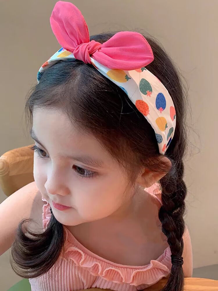 BQI Kids Hair Accessories Headband Cute Strawberry Fabric Ear Headband Girls Non-Slip Hairband Comfortable 4