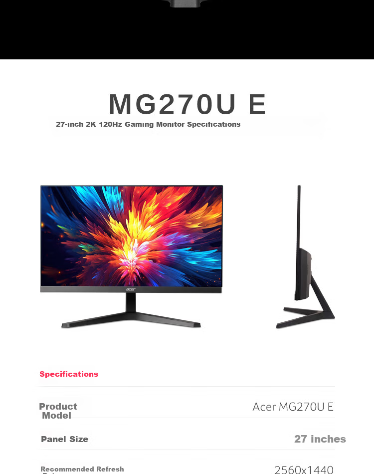Acer Dark Knight 27-Inch 2K + 120Hz + HDMI/DP Dual Interface HDR Office Light Gaming Monitor MG270U E 13