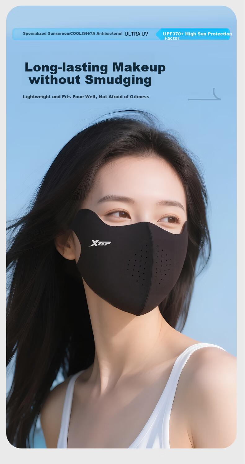 XTEP Sun Protection Face Mask [Set of 3], Full-Face Ice Silk Mask for Women, UV Protection Face Cover, Summer High-Quality Breathable 20