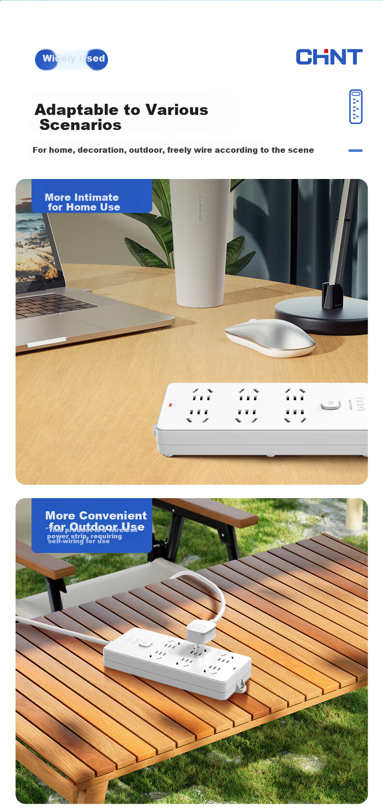 CHNT Socket/power Strip/outlet Strip/power Bar/extension Cord, 6 Outlets with Master Switch, Wireless, No Cord 8