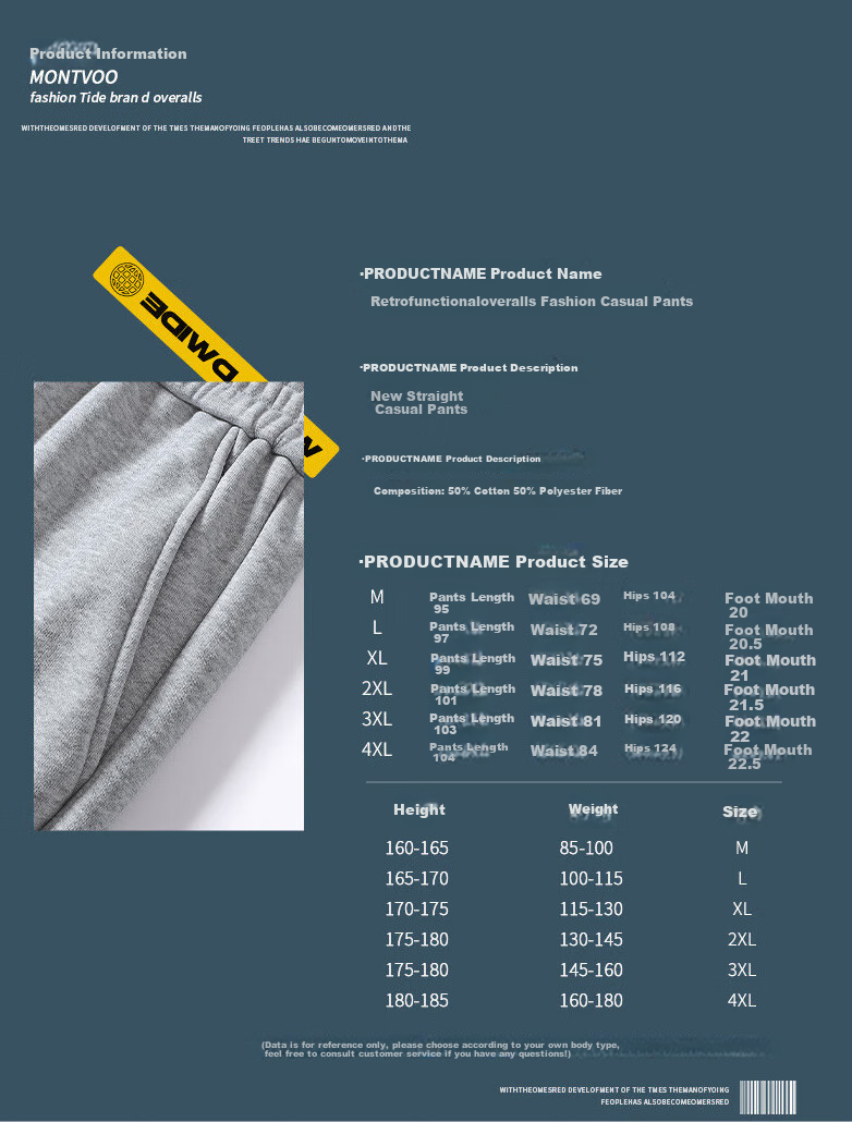 MMOPTOP Men's Casual Pants, Spring And Summer Cotton Trendy Thin Loose-Fitting Draping Wide-Leg Trousers, FY06 Black L 1