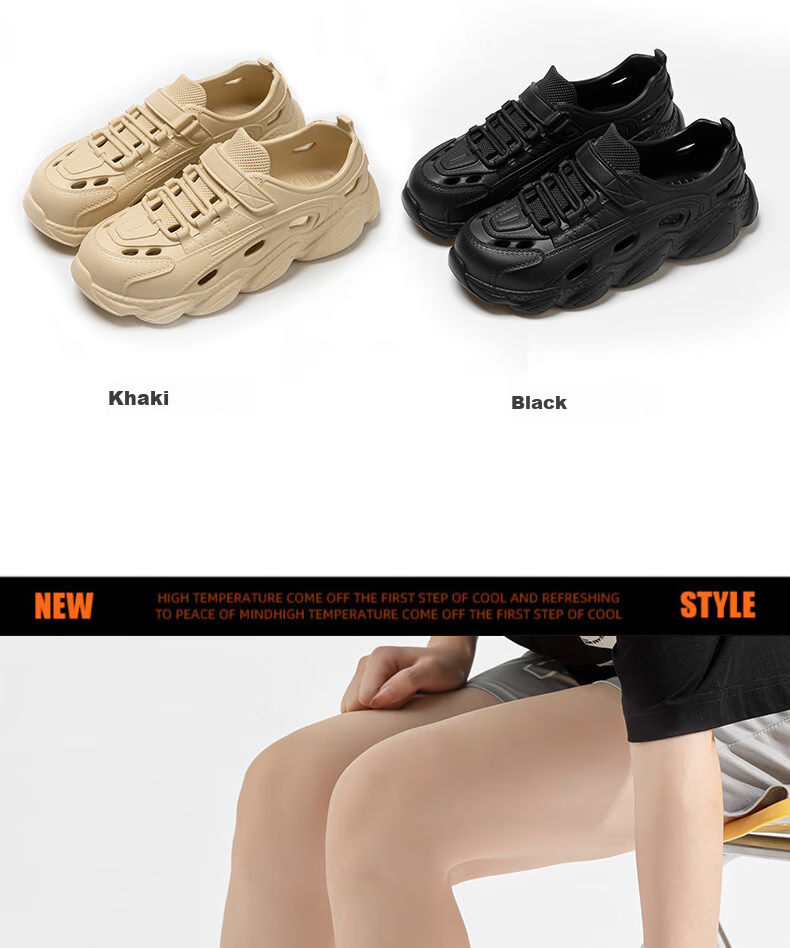 FOOTOPPO EVA Sports Sandals for Men, Outdoor Beach Shoes, Thick-Soled Non-Slip Comfortable Outdoor Slippers with Holes, Summer Wear 3