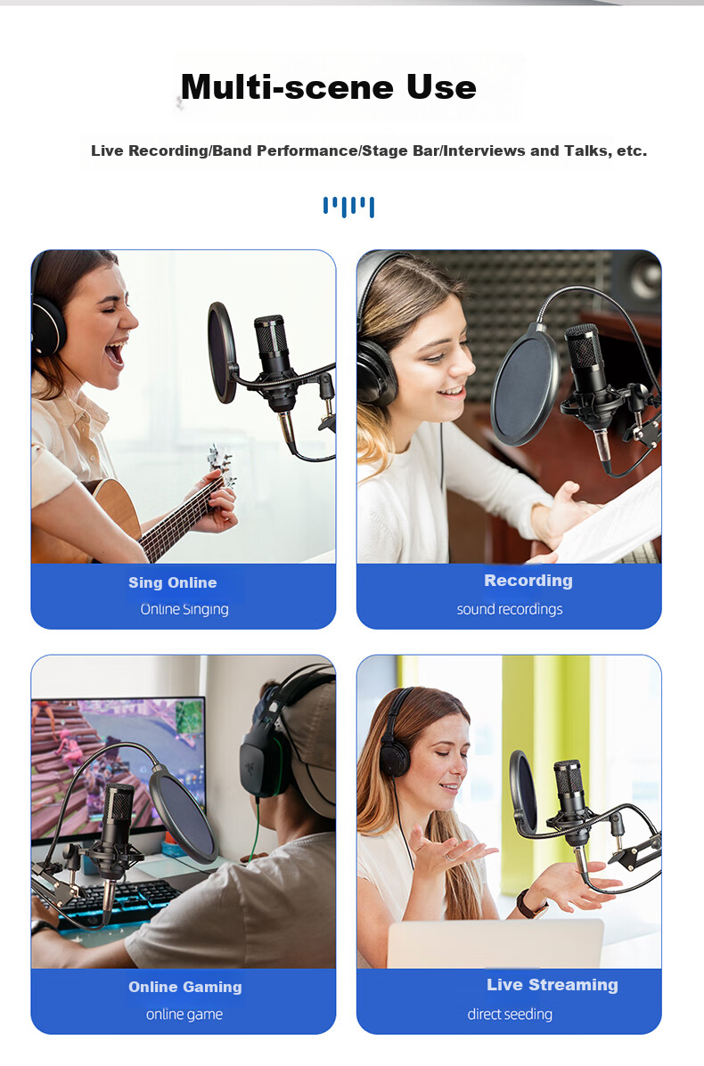 Depusheng A6 Microphone Stand Arm, Live Streaming Microphone Stand, Karaoke Recording Voiceover Live Streaming Host Condenser Microphone Anti-Spray Shockproof Stand, Desktop Universal Folding Stand, Thickened And Reinforced Professional 7