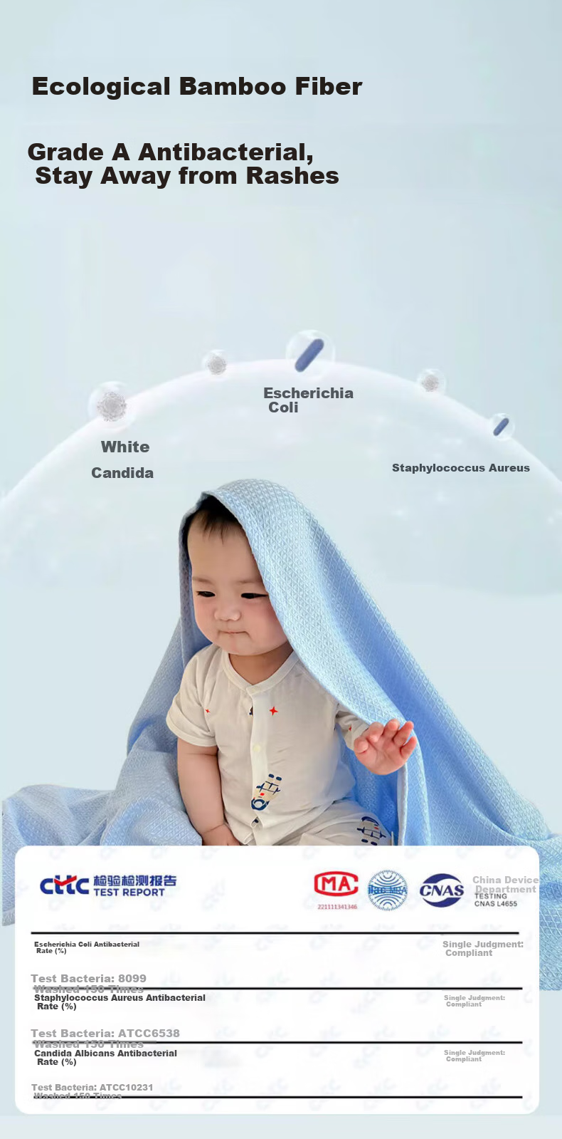 MUJI Baby Blanket Children's Air Conditioning Summer Quilt Newborn Bamboo Fiber Cover Ice Silk Blanket Gray 90*103cm 6