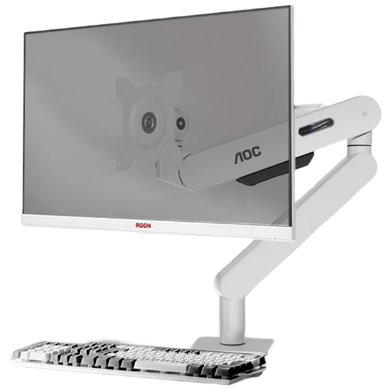 AOC Monitor Stand Upgraded Version, Non-Sinking Head Desktop Adjustable Arm Rotating Computer Stand Screen Support Home Office Computer Stand AM400PLUS (White)