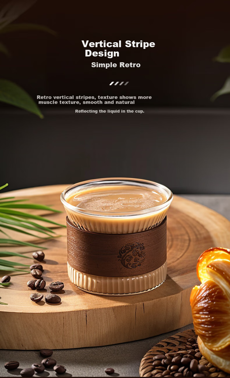 CLITON Coffee Mug Japanese Vertical Striped Anti-Scalding Glass Cup Tea Cup Home High Aesthetic Latte Espresso Cup Glass Water Cup 3