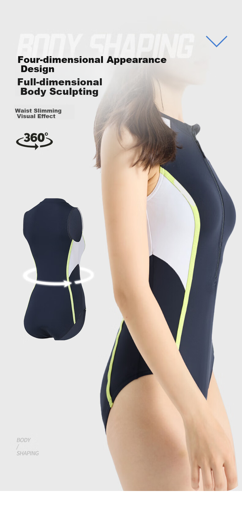 ANTA Slim Waist Women's Swimsuit, Adult One-Piece Triangle Casual Racing Swimwear, Figure-Flattering, Tummy-Covering, Quick-Drying Swimwear, Size M 5
