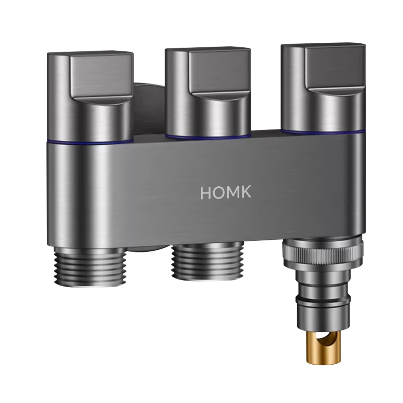 HOMK [Germany] Washing Machine Faucet One In Three Out Angle Valve 4-Point Angle Valve High Flow Water Distributor for Bathroom