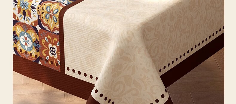 Fanyejia American-Style Tablecloth, Waterproof And Oil-Proof Dining Table Mat, Washable, Heat-Resistant, Luxurious Square Coffee Table Surface Protector 15