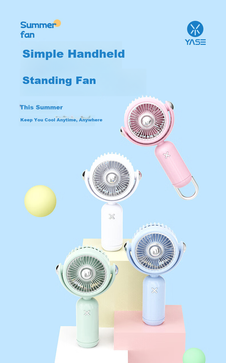 Siyicai Mini Handheld Fan, Compact USB Rechargeable Fan with Strong Airflow, Desktop Portable Stylish Small Fan, YS2506 Coral Pink 1