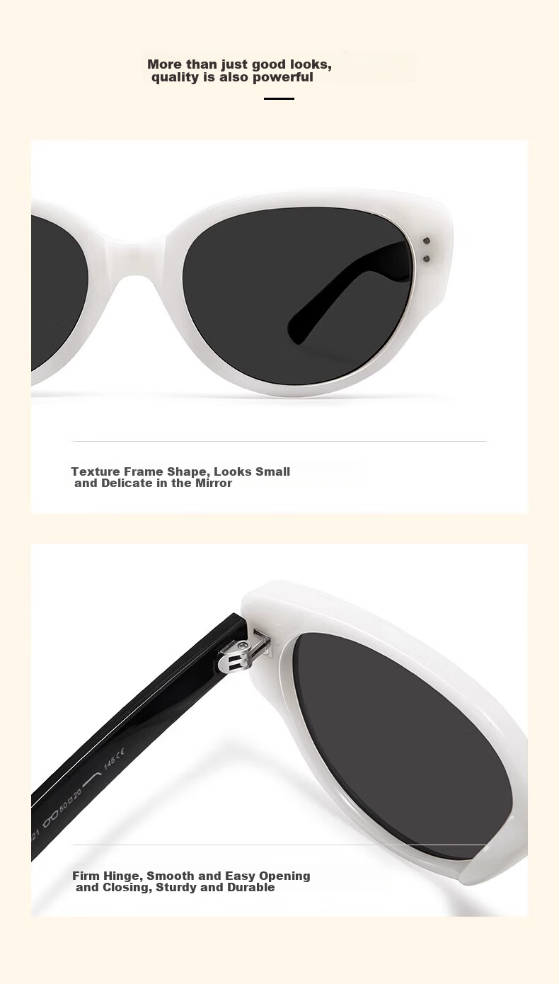 Cuntiandaofu Cat Eye Sunglasses, Vintage White Cat Eye Sunglasses, Sun Protection, UV Protection, Instagram Style, White And Gray Lenses 2