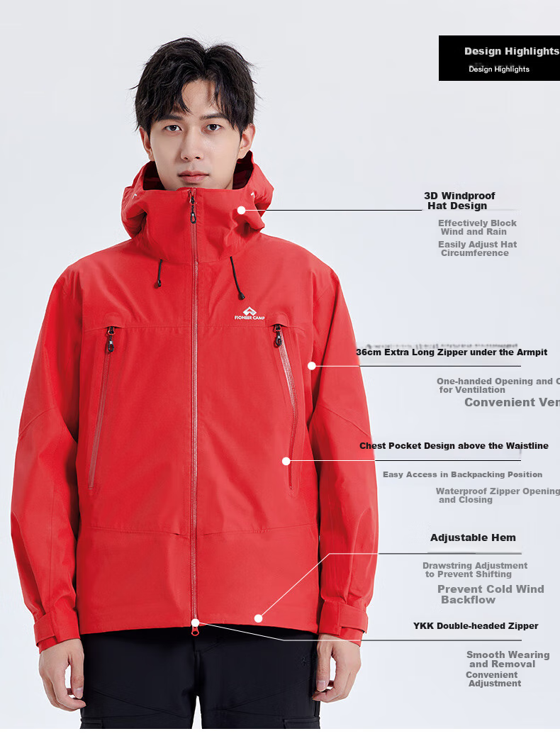 Pioneer Camp Endorsed by Lu Han, Xiaoying Windbreaker, Toray Men's Outdoor Windproof And Waterproof Professional Hiking Mountaineering Jacket 4