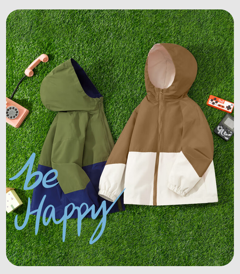 Baleno Children's Jacket, Spring And Autumn 2026 New Style, Boys And Girls Thin Patchwork Jacket, for Older Children, Spring Outdoor Windbreaker 1