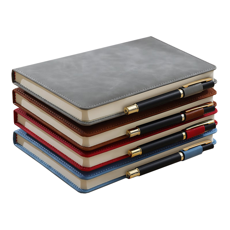Jiaranheng Notebook A4 Thick Journal, Business Skin-Feel Leather Cover Large Notebook, Work Diary, Meeting Record Book, Office Stationery, Customizable, Gray
