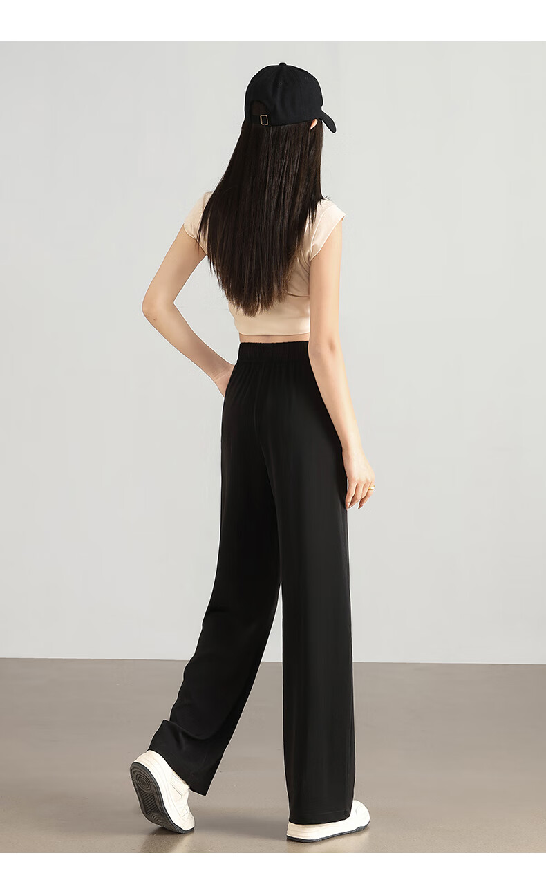 XUEXIMAN Ice Silk Wide-Leg Pants, Lightweight Women's Style, New Summer 2025 Trousers, Breathable Draping Straight-Leg Casual Pants, Cool High-Waist Pants 20